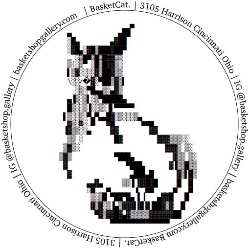 Ascii art of a cat from the back profile by Lucy Kirkman Allen