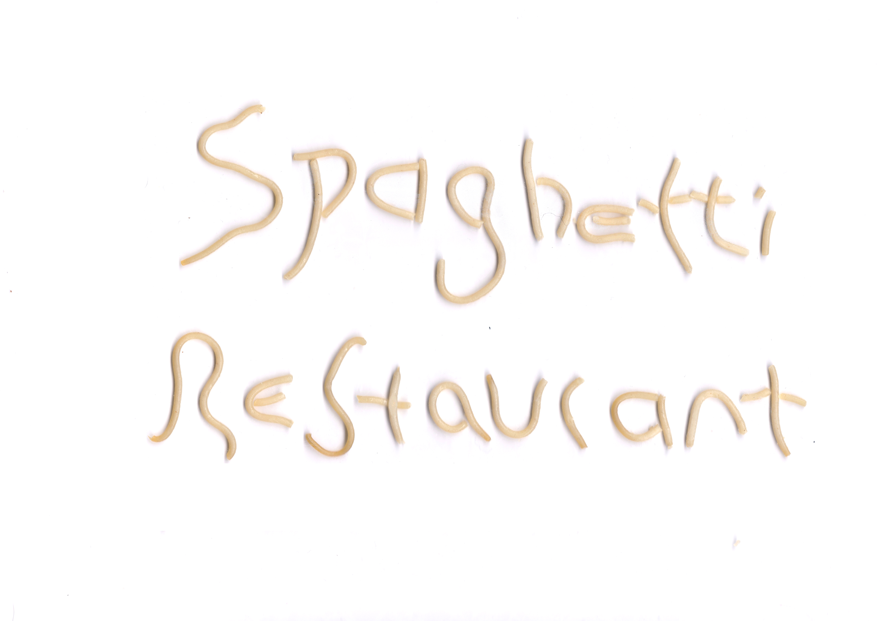 press image Spaghetti Restaurant spelled in spaghetti